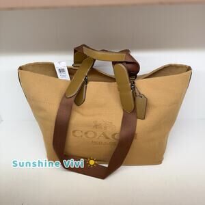 NWT Coach Small Tour Tote Bag CCG39 Gunmetal Canvas and smooth leather
